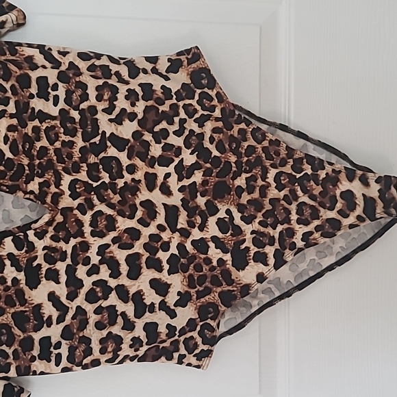 Animal Print Bodysuit Top Leopard Print Brown Black Stretch like New Size 0XL - Picture 5 of 14